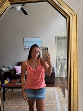 Vintage Women's Pink Draped Tank Top with Decorative Straps